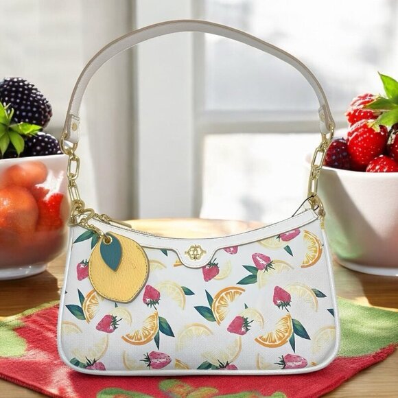 Nanette Lepore Juicy Fruit Slice Handbag w/ Lemon Keychain AirTag Holder Charm - Picture 6 of 9